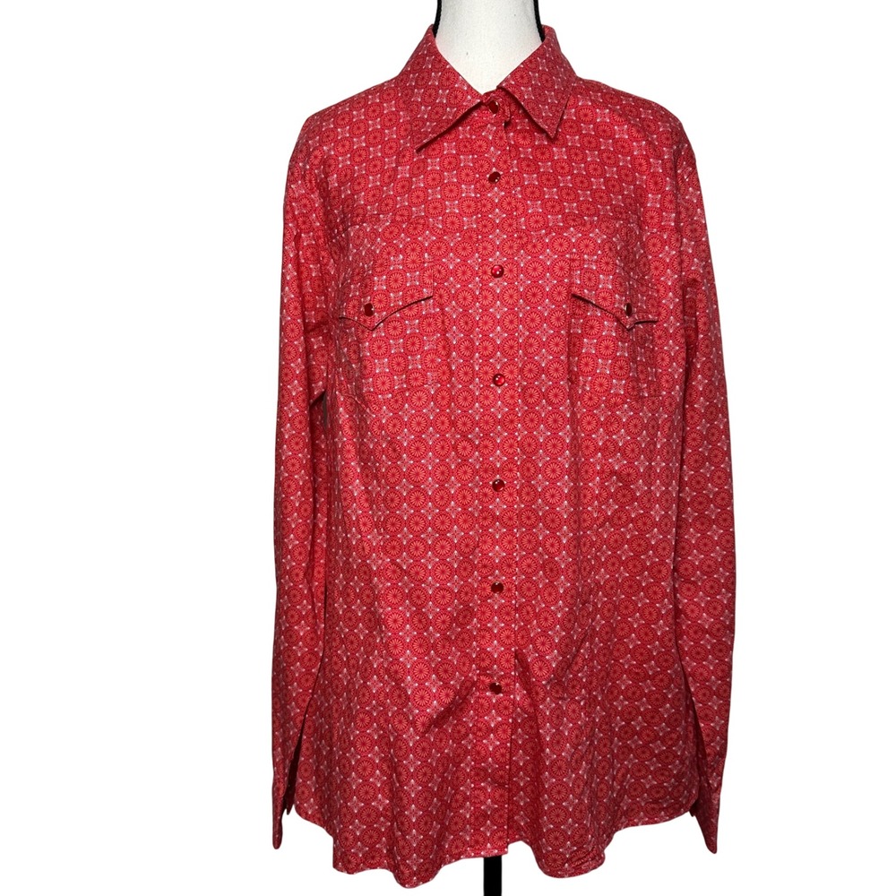 Rockies Pearl Snaps‎ Womens XXL Western Button Down Shirt Floral Cowgirl Rodeo
